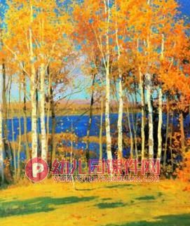 大班美术水粉画课件PPT《秋天的树林》PPT课件图片