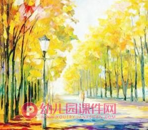 大班美术水粉画课件PPT《秋天的树林》PPT课件图片