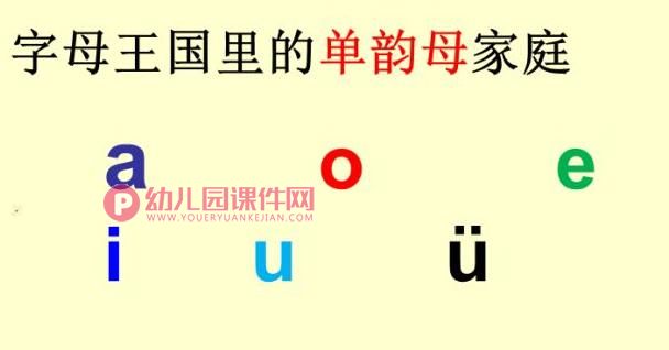 大班拼音活动课件PPT《6个单韵母》PPT课件图片