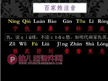 大班综合活动课件PPT《百家姓》PPT课件图片