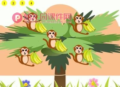 小班音乐课件PPT《五只猴子》PPT课件歌曲图片