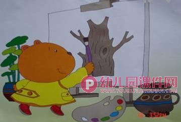 小班故事课件PPT《小熊画大树》PPT课件图片
