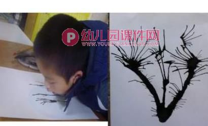 幼儿园美术活动课件PPT《吹画梅花》PPT课件图片