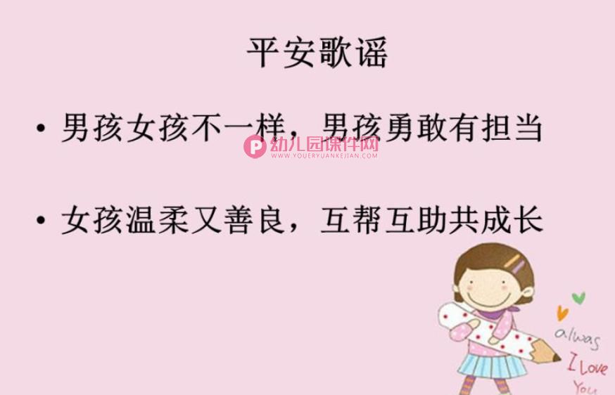 幼儿园男孩女孩不一样PPT课件图片