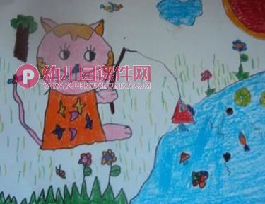学前班美术课件PPT《小猫钓鱼》PPT课件图片