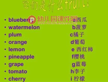 幼儿园英语水果单词PPT课件图片