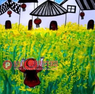 中班美术手指点画课件PPT《美丽的油菜花》PPT课件图片